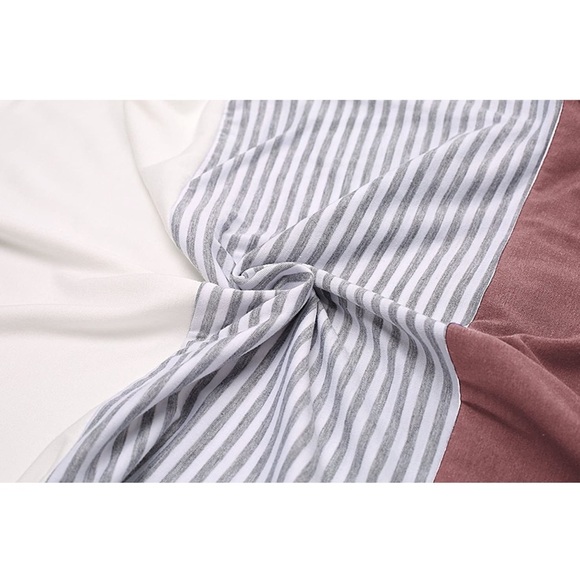 YunJey Round Neck Triple Color Block Stripe TShirt - Picture 5 of 6